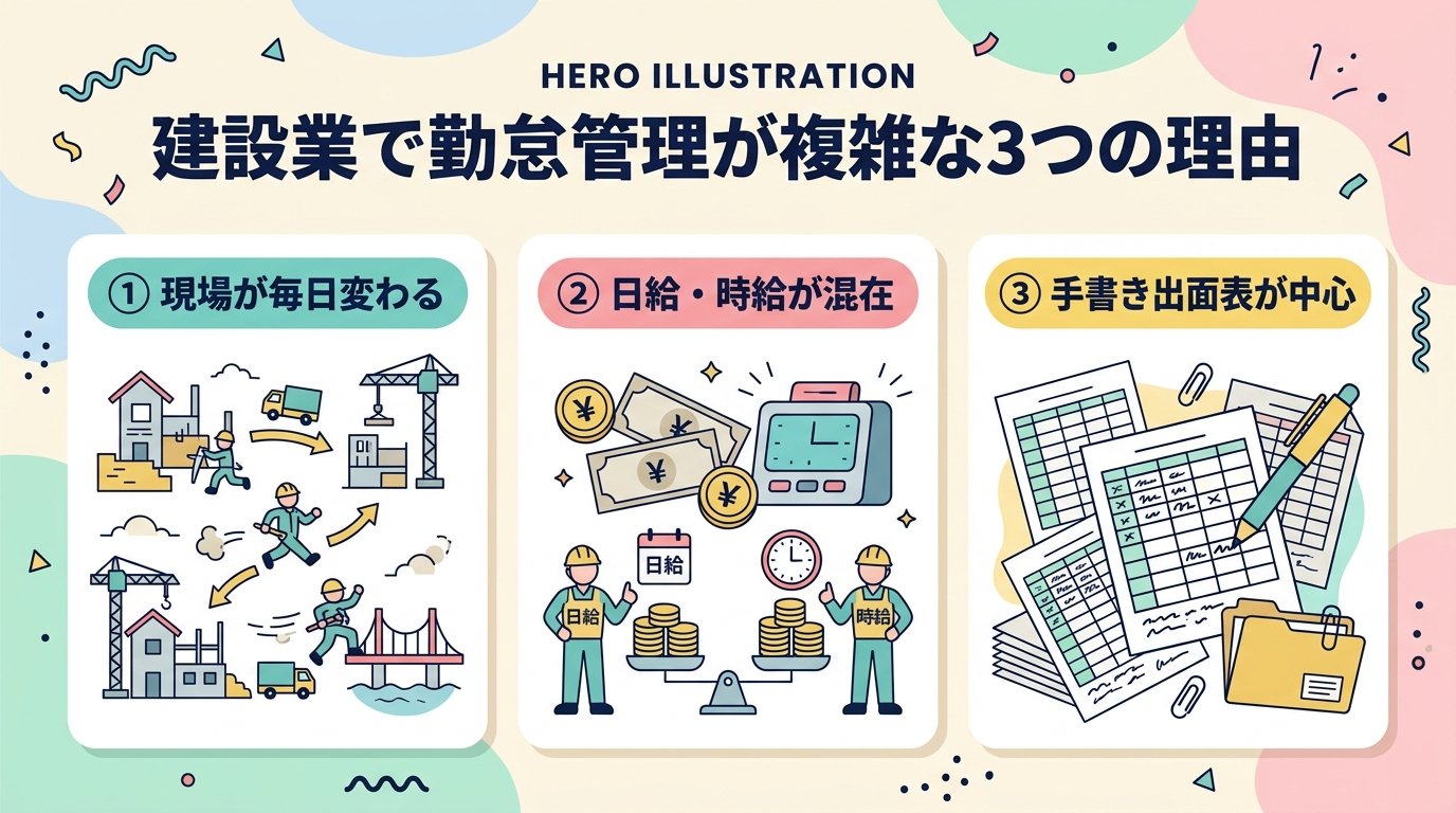 建設業の勤怠管理が複雑な3つの理由