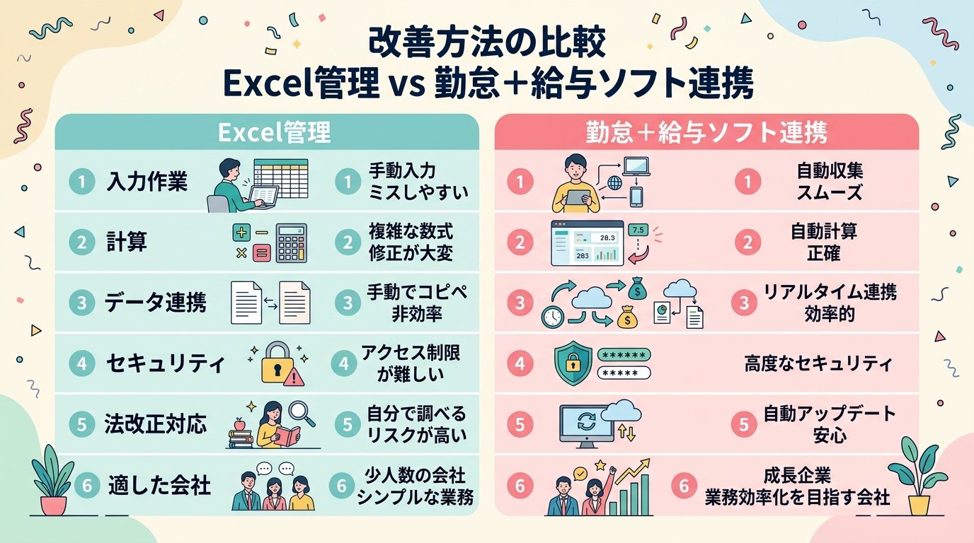 Excel管理 vs ソフト連携 比較