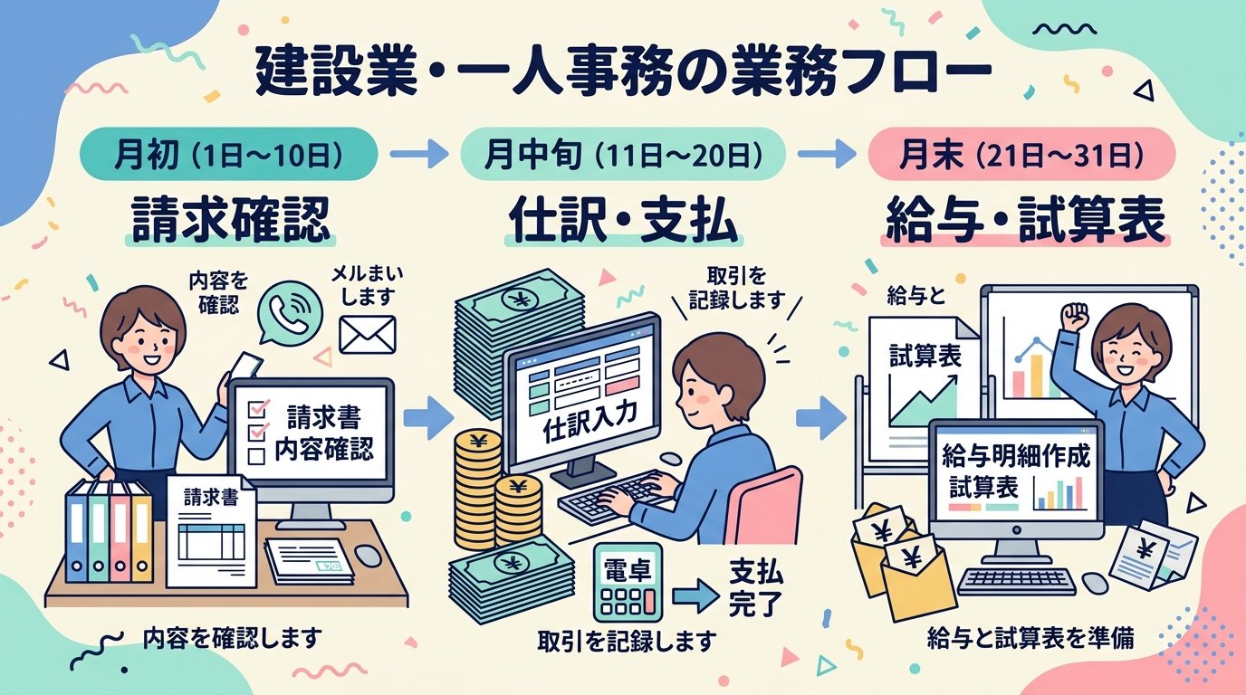 一人事務 月次業務フロー