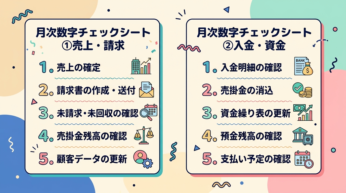 チェックシート①売上・請求 ②入金・資金