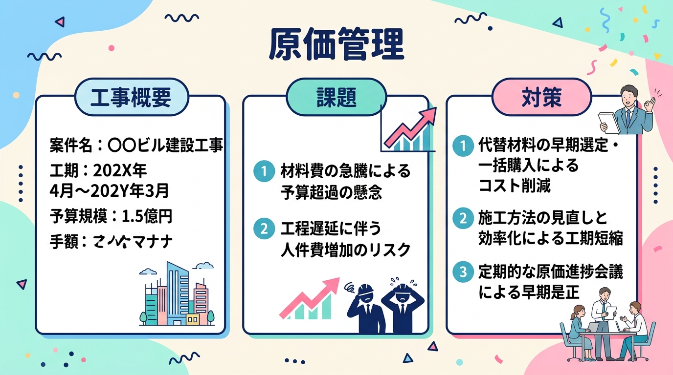 実例①原価管理テーマの記入例