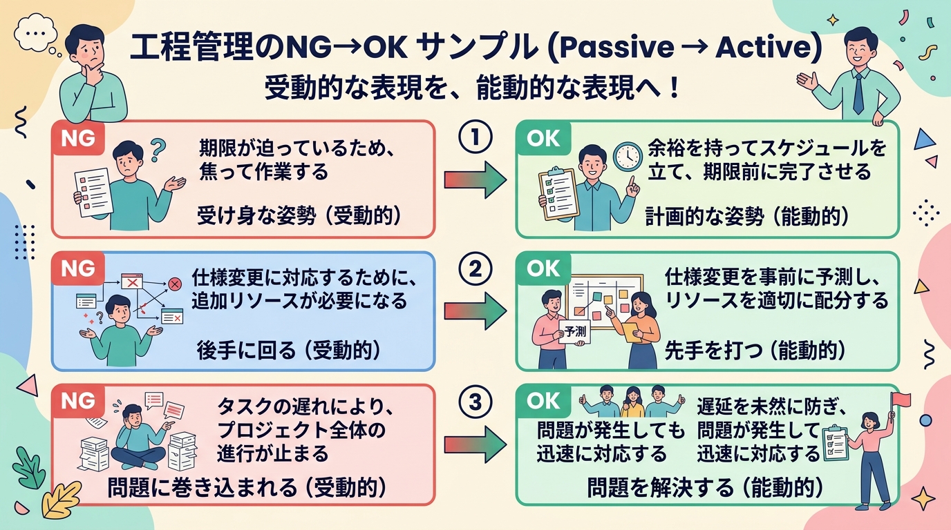 工程管理の言い換え例