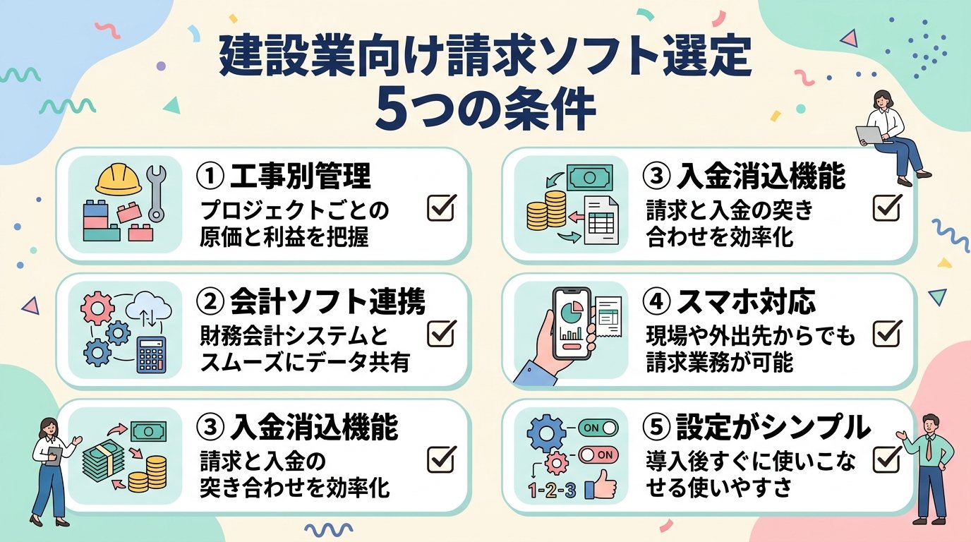 建設業向き請求管理ソフトの5条件