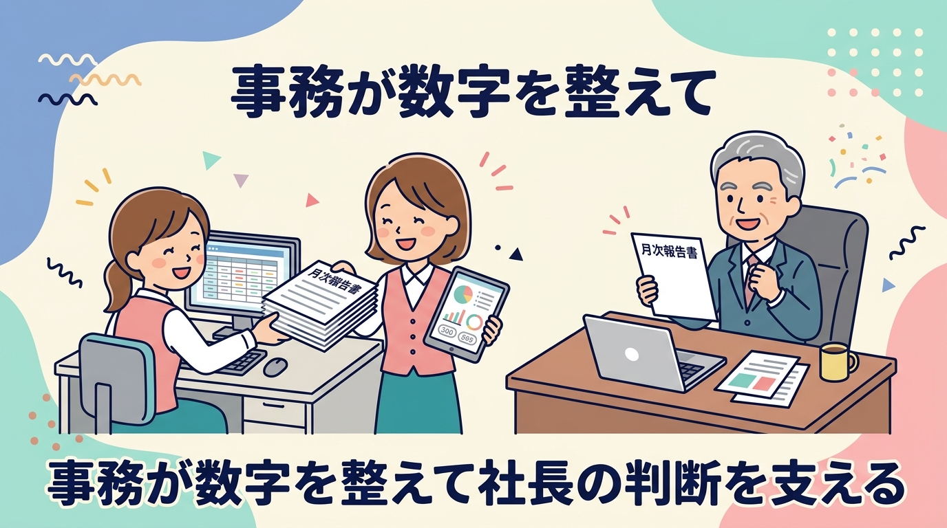 事務が数字を整えて社長を支える