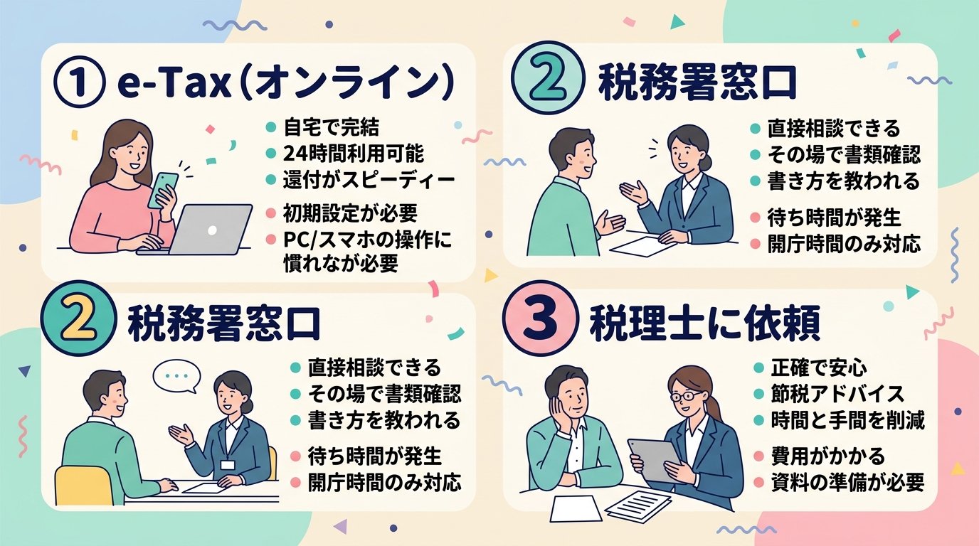 申告方法の3つの選択肢