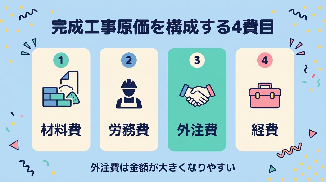 完成工事原価を構成する4費目