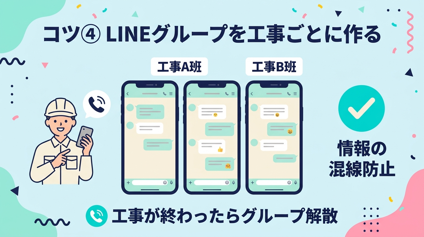 コツ④LINEグループを工事ごとに作る