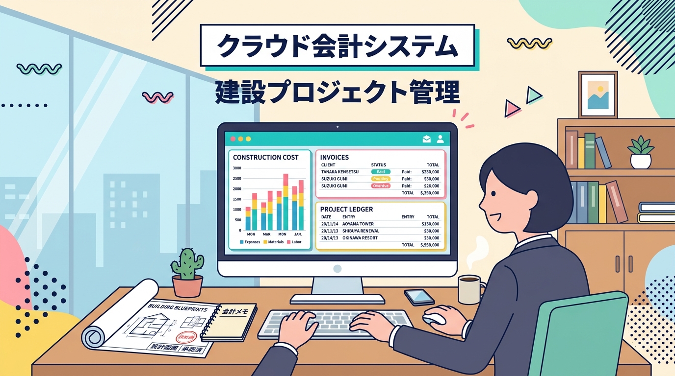 建設業向け会計ソフト比較イラスト