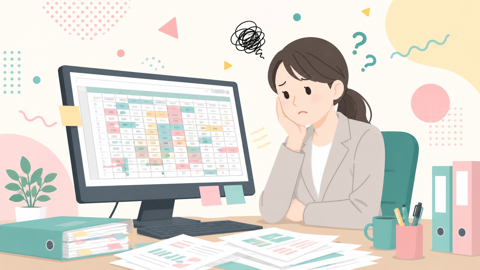 見づらいスプレッドシートに困惑する担当者