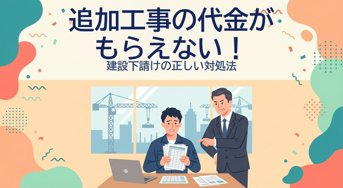 アイキャッチ：追加工事の代金がもらえない！建設下請けの正しい対処法
