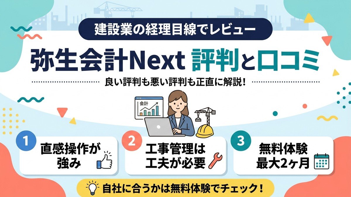 弥生会計Nextの評判と口コミ 建設業の経理目線でレビュー