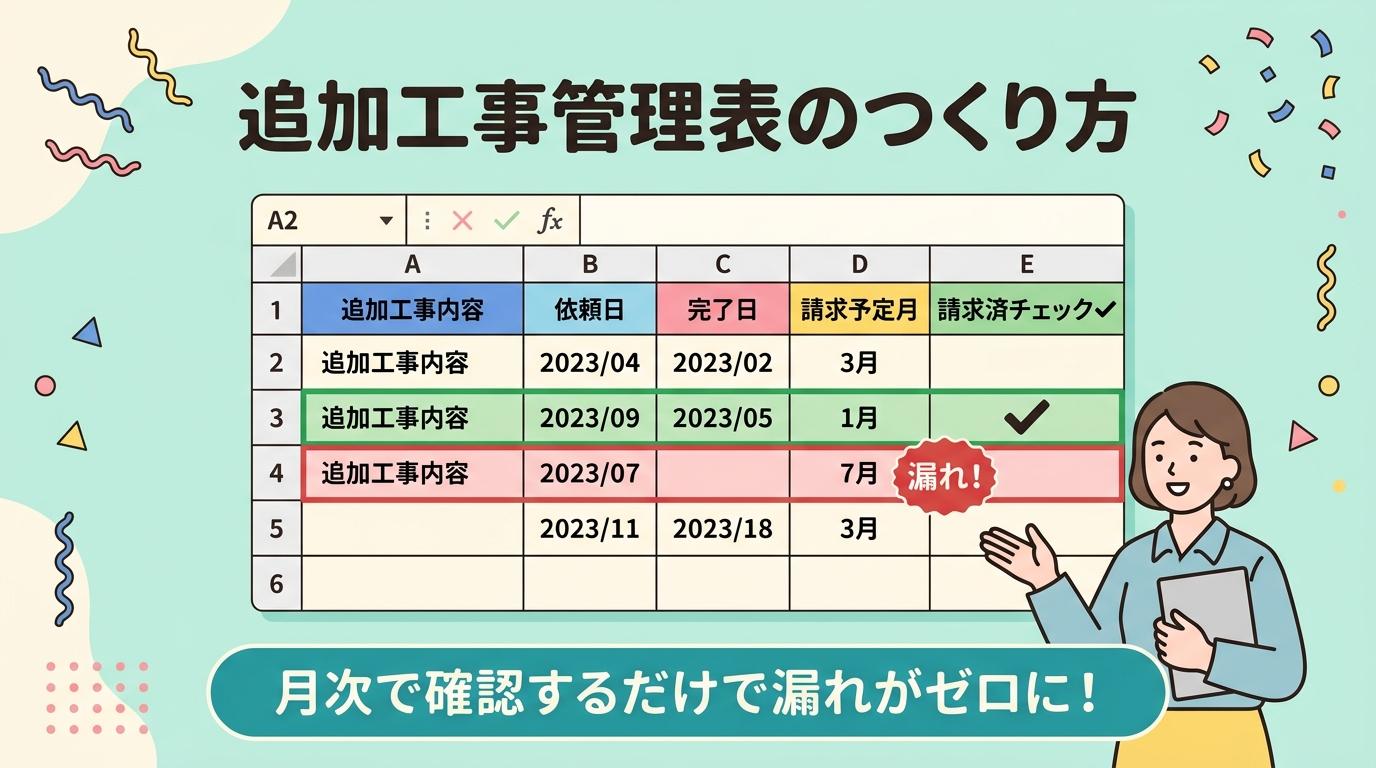 追加工事管理表の作り方の図解