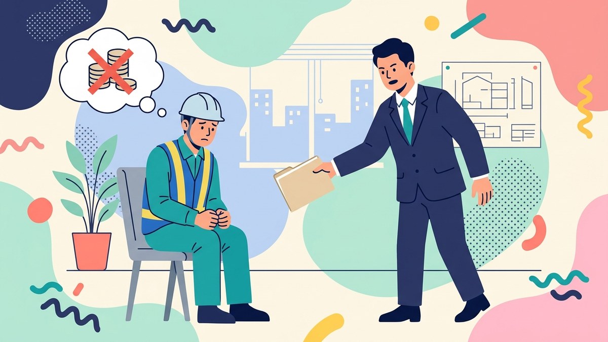 元請けから追加工事を押し付けられる下請け業者のイラスト