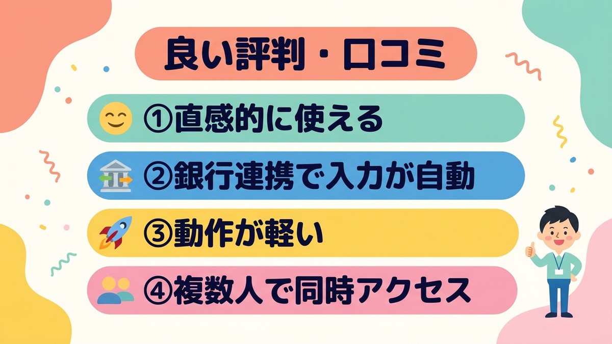 弥生会計Nextの良い評判・口コミ4つの図解