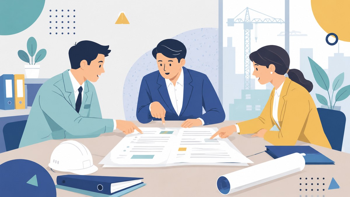 注文書の工期について議論するイラスト
