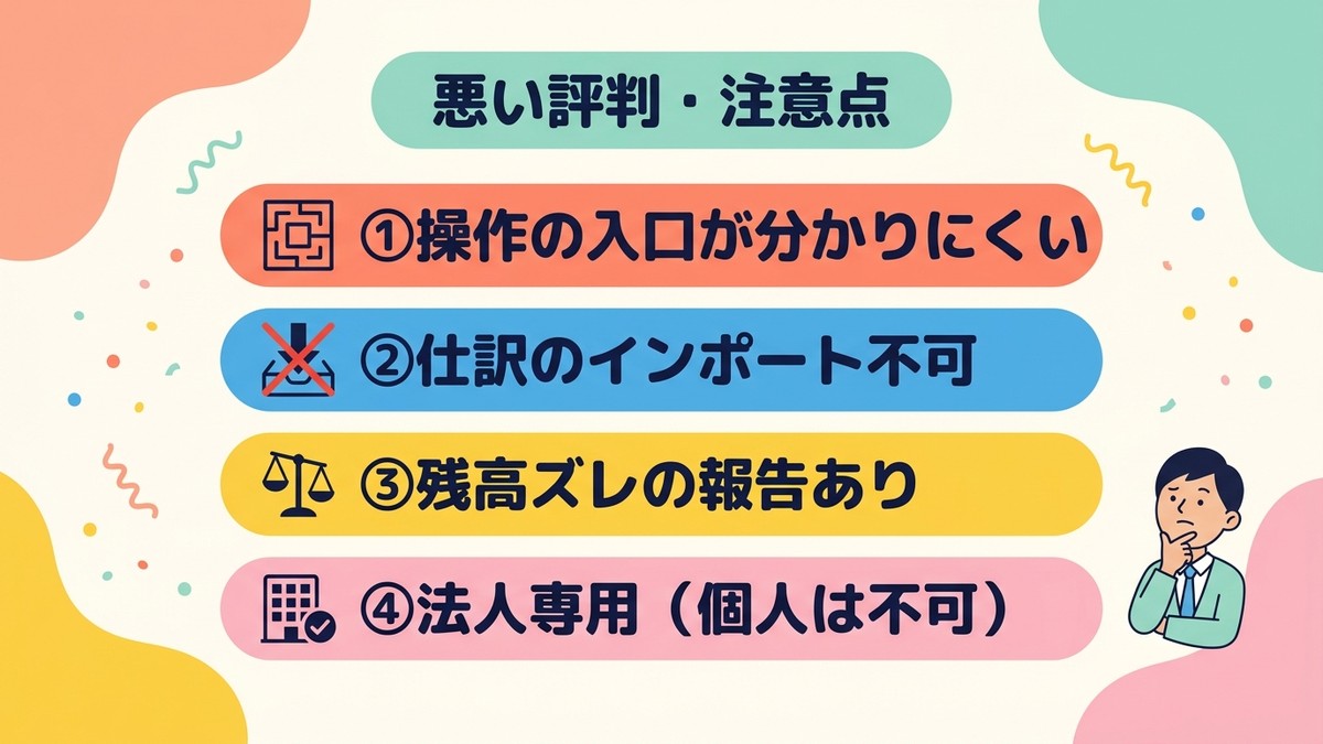 弥生会計Nextの悪い評判・注意点4つの図解