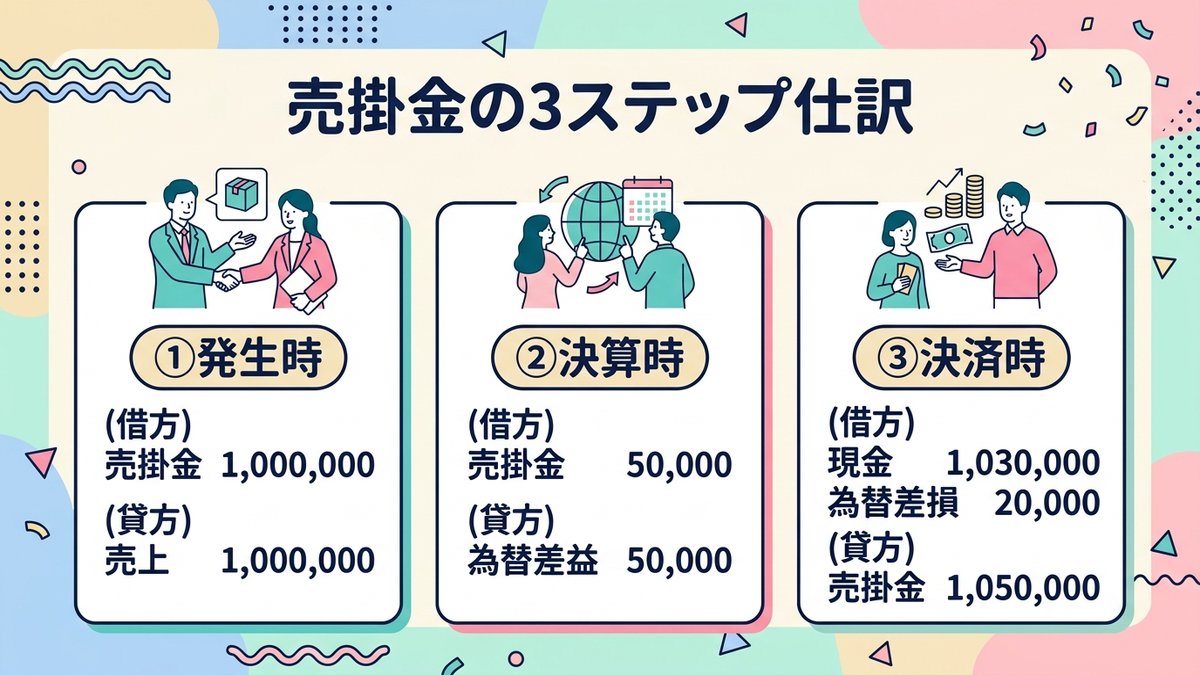 売掛金3ステップ仕訳
