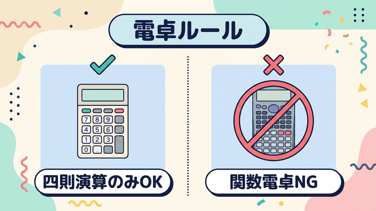 電卓ルール 四則演算のみOK 関数電卓NG