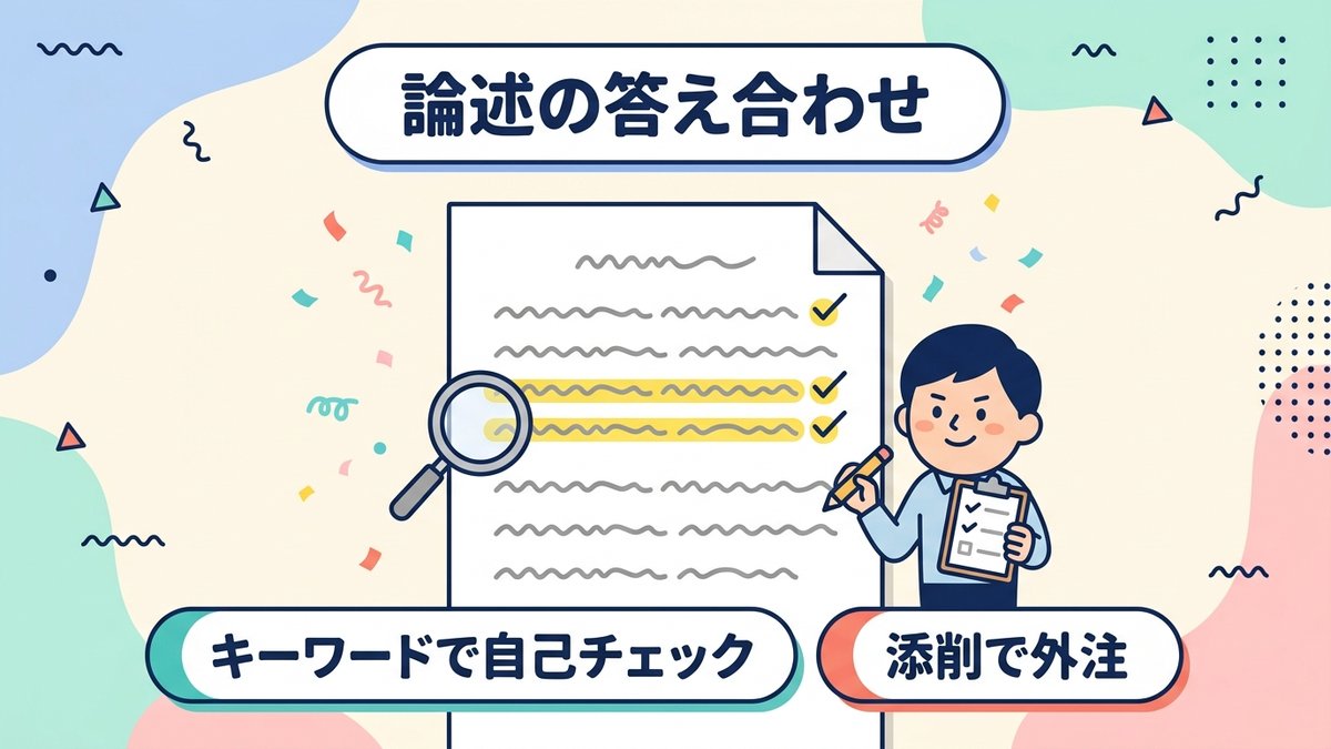 論述問題の答え合わせ方法 キーワードで自己チェック 添削で外注