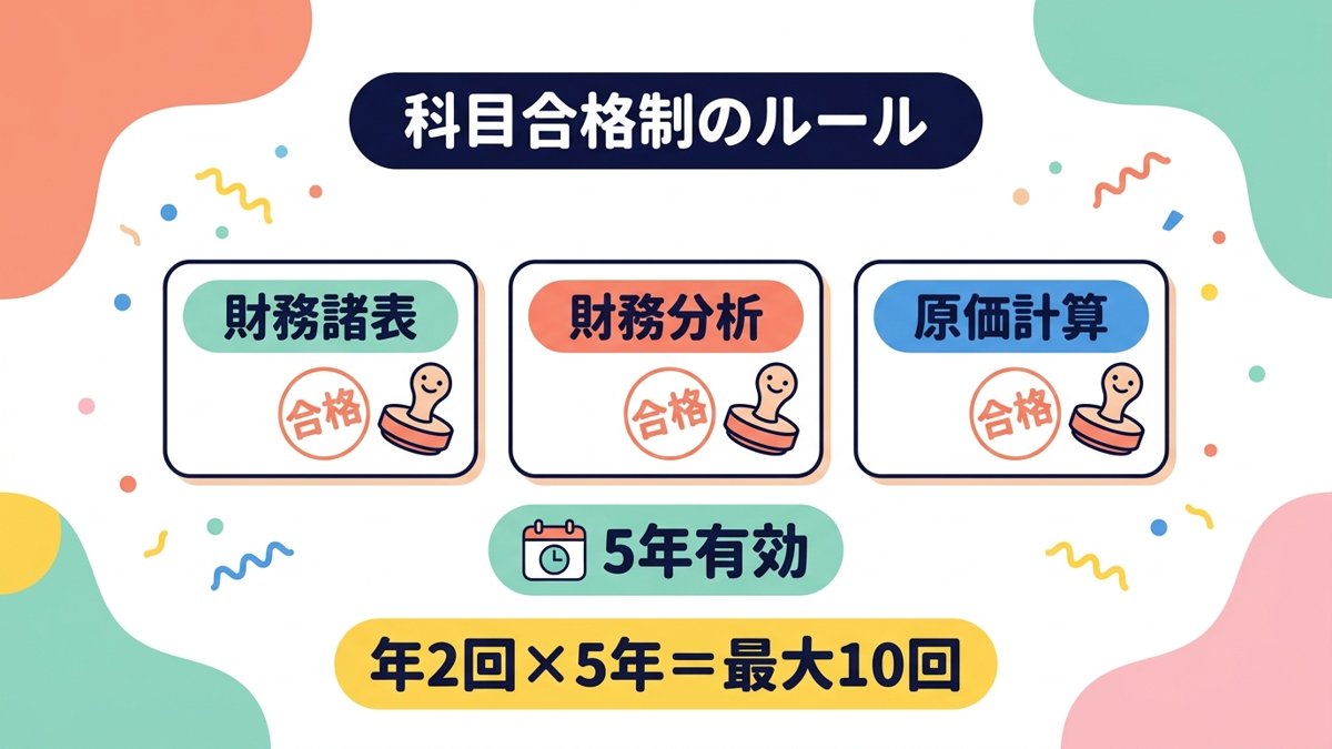 科目合格制のルール 5年有効 年2回×5年で最大10回