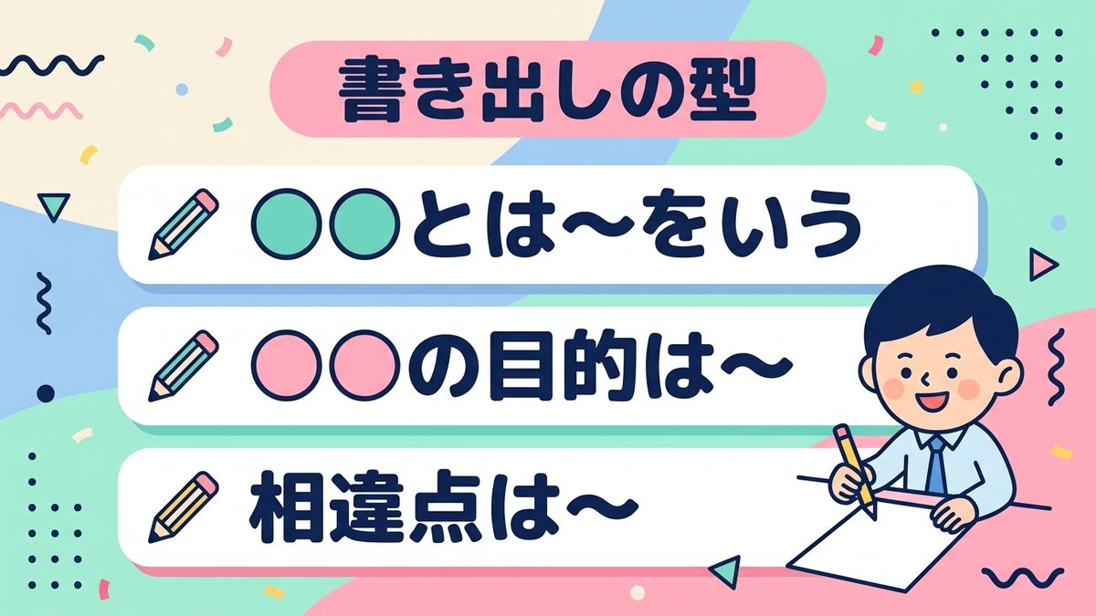 書き出しの型 とはをいう の目的は 相違点は