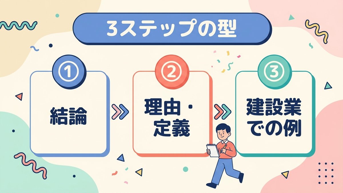 部分点を拾う3ステップの型 結論 理由定義 建設業での例