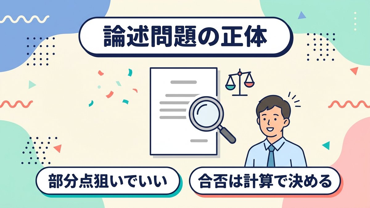 論述問題の正体 部分点狙いでいい 合否は計算で決める