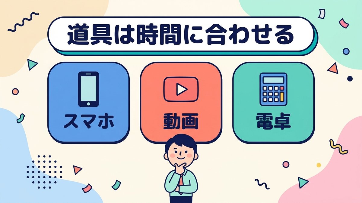 道具は時間に合わせる スマホ・動画・電卓の使い分け