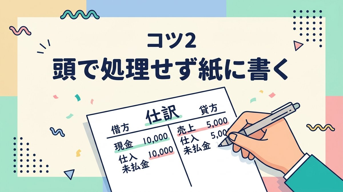 仕訳を紙に書く