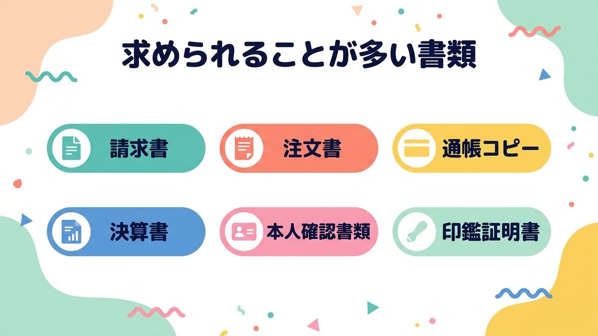 ファクタリングで求められることが多い書類6点の図