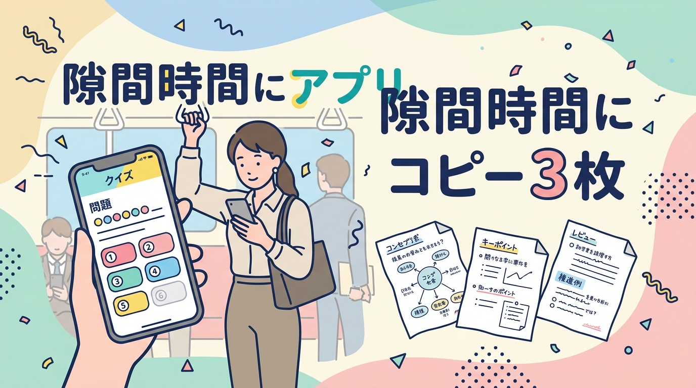 隙間時間に過去問アプリとコピー3枚を持ち込む勉強法
