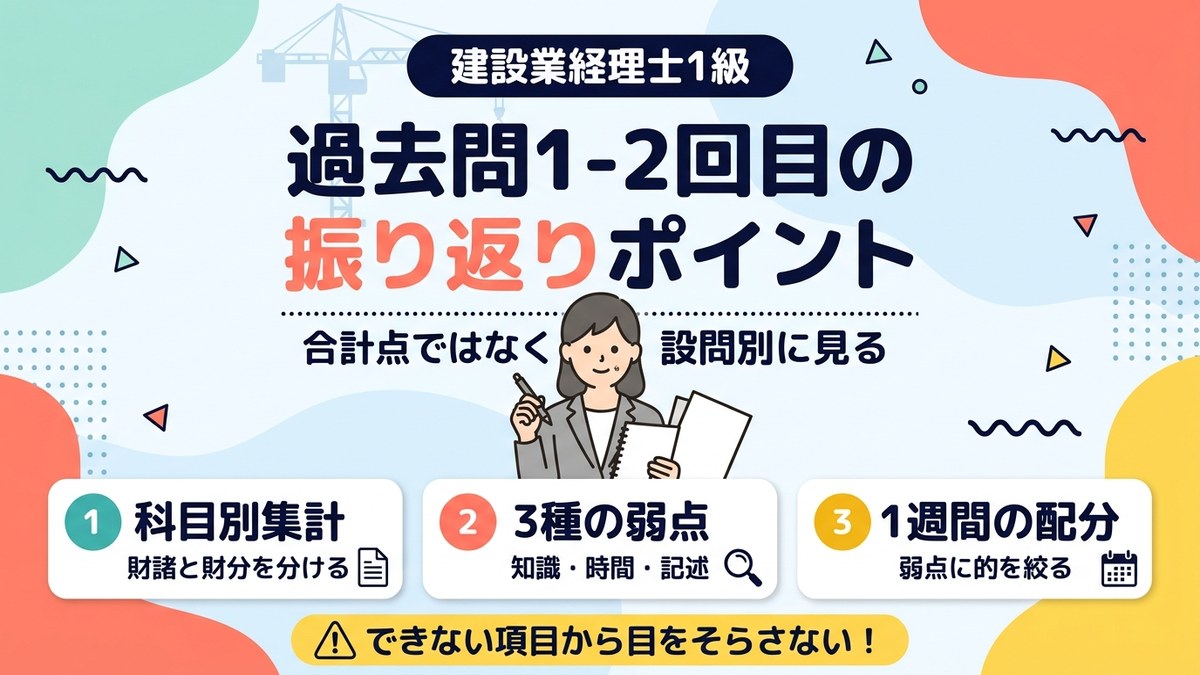 建設業経理士1級 過去問1-2回目の振り返りポイント