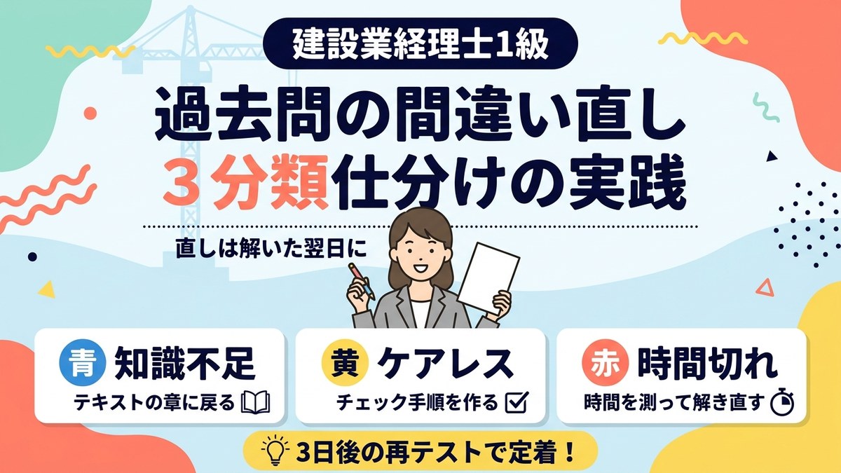 過去問の間違い直しを青・黄・赤の3分類に仕分ける方法