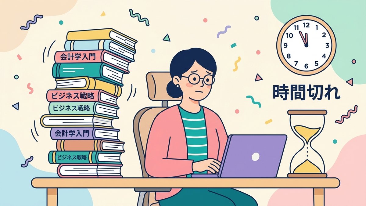 時間切れと積み上がる教材の山