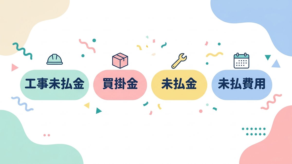 工事未払金・買掛金・未払金・未払費用の比較表【建設業】