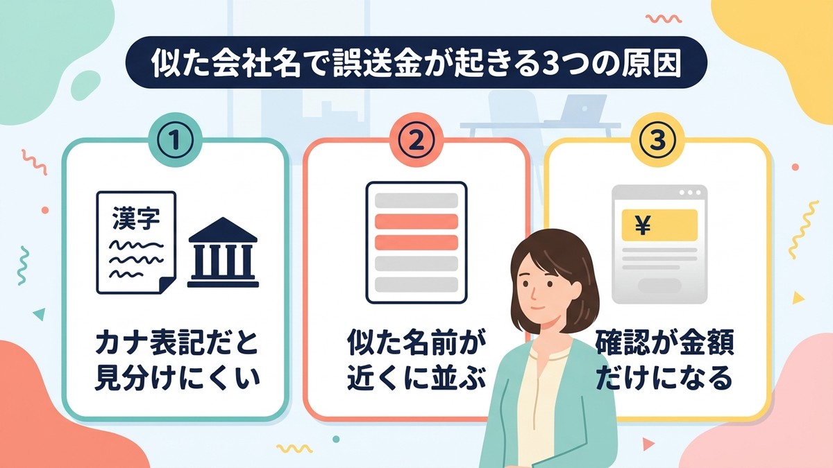 似た会社名で誤送金が起きる3つの原因