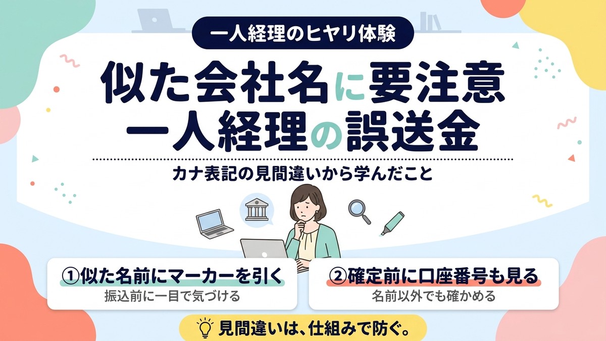 似た会社名に要注意 一人経理の誤送金