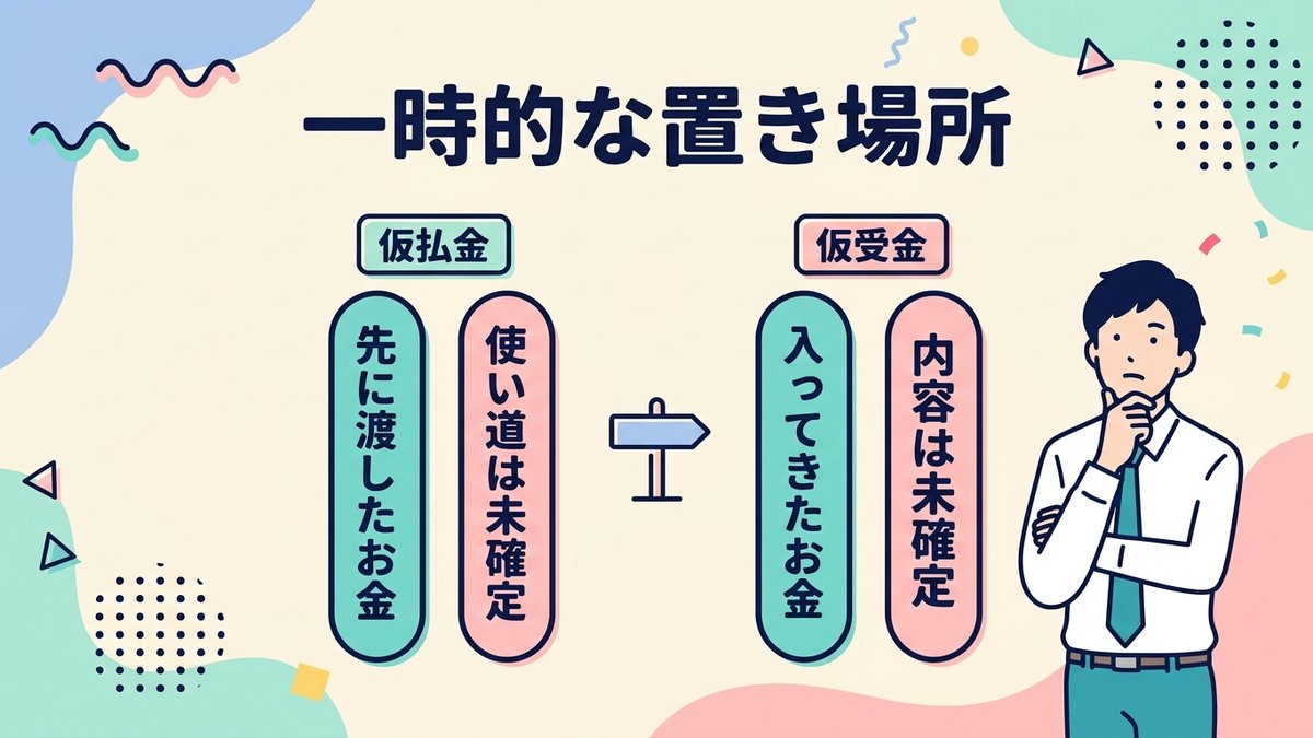 仮払金・仮受金とは｜決算に残してはいけない「一時的な置き場所」