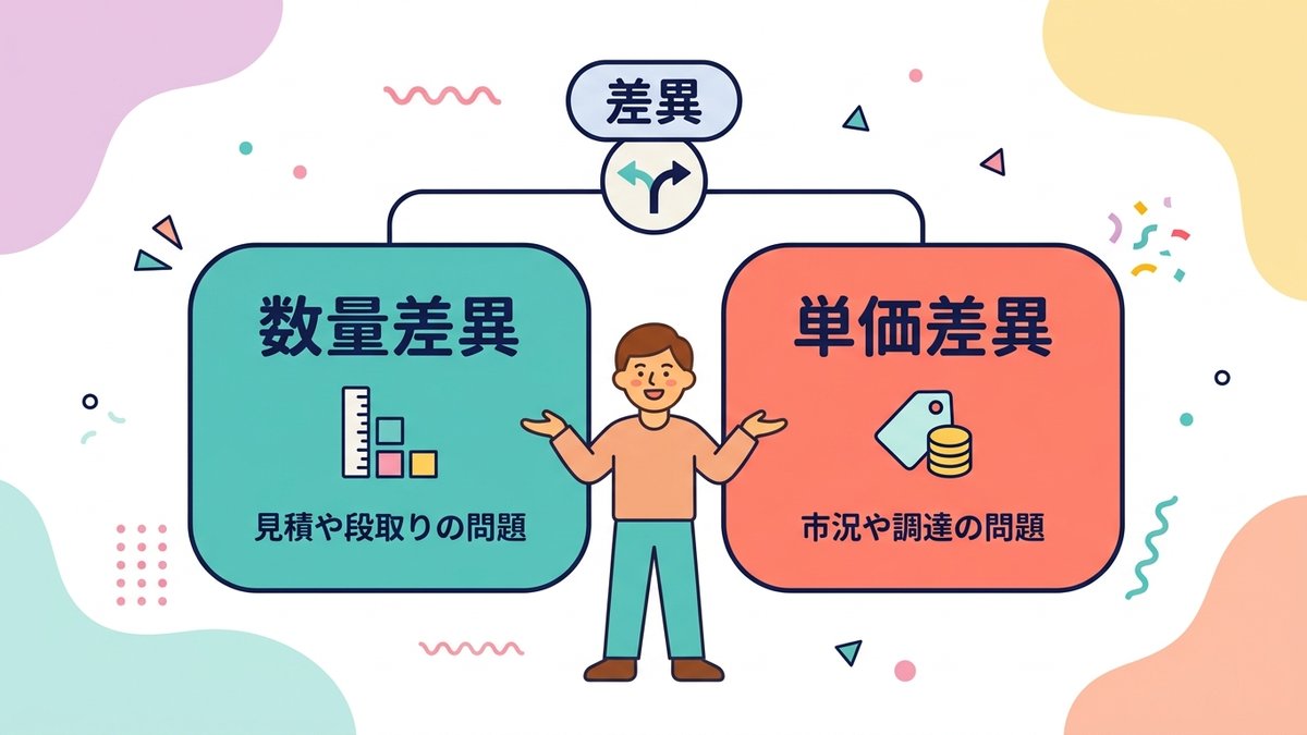 差異分析の基本|「なぜズレたか」を数量と単価に分ける
