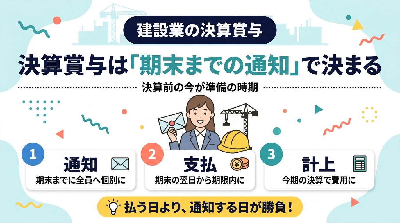 決算賞与は期末までの通知で決まることを示すアイキャッチ画像