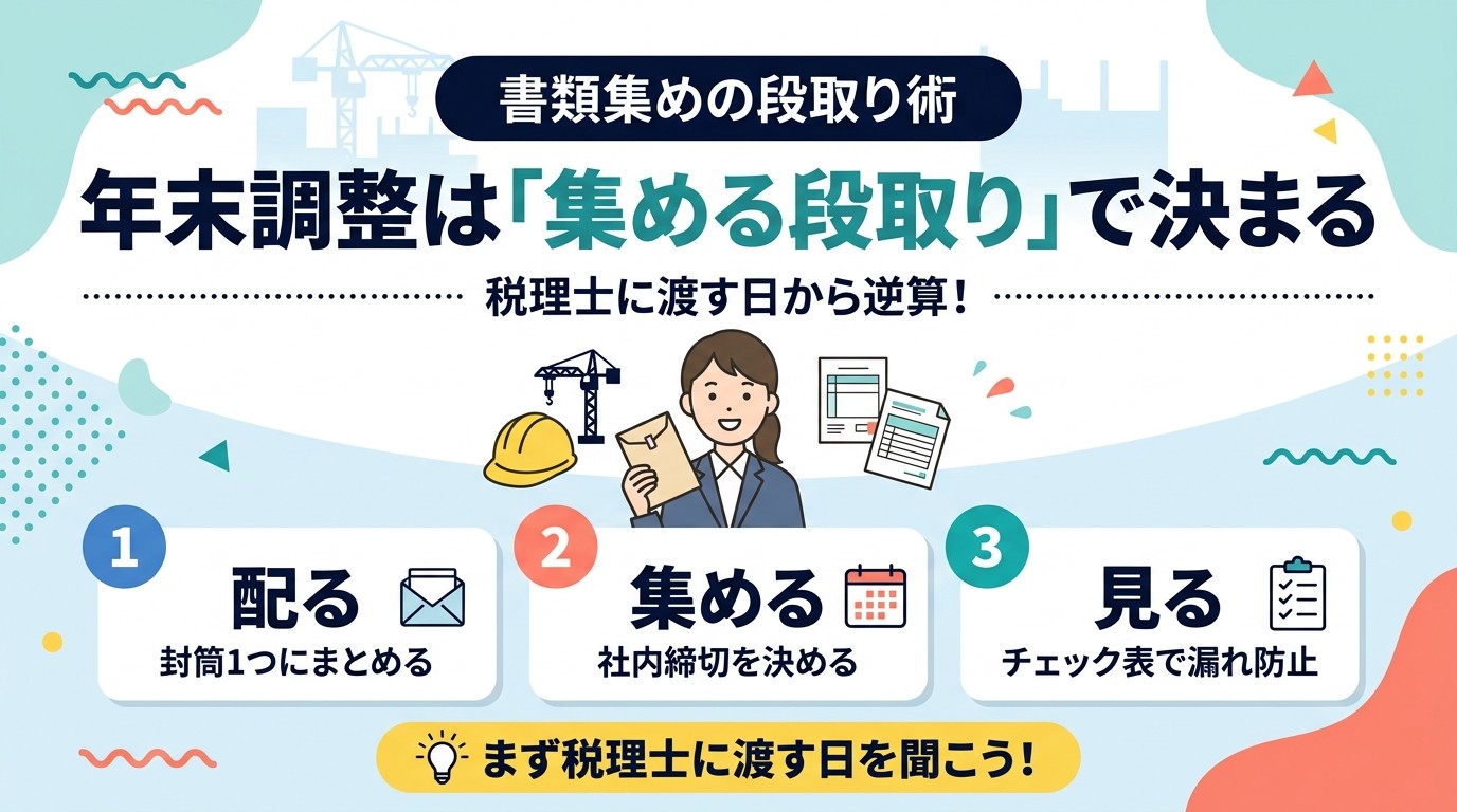 建設業の年末調整準備｜現場の社員から書類を集める段取り