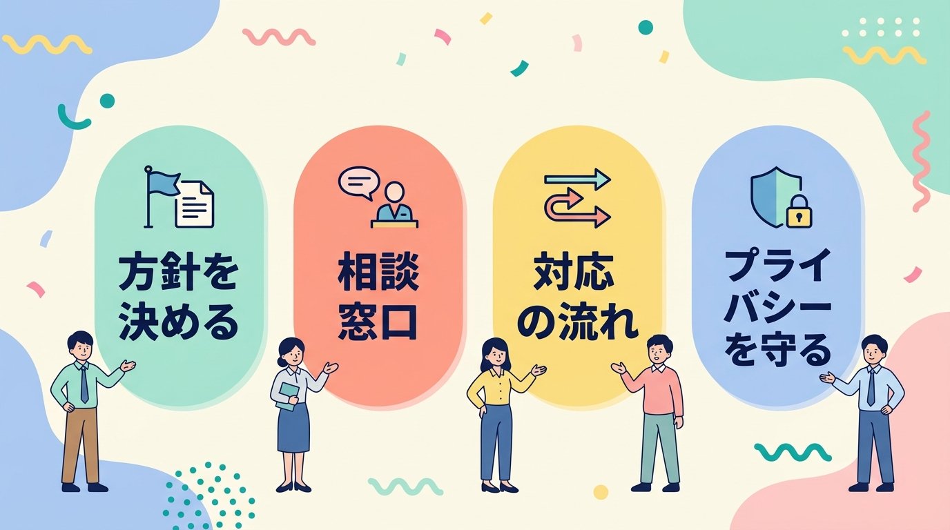 カスハラ対策で会社がやること：方針を決める・相談窓口・対応の流れ・プライバシーを守る