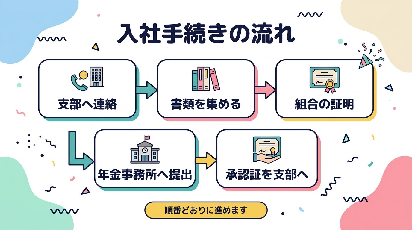 入社手続きの流れ 支部へ連絡から承認後の提出まで